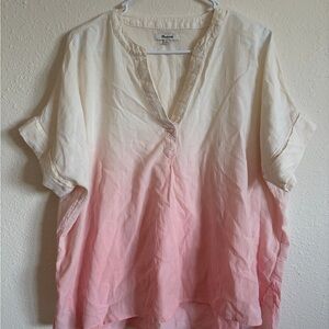 Madewell Cream and Pink Ombre Blouse